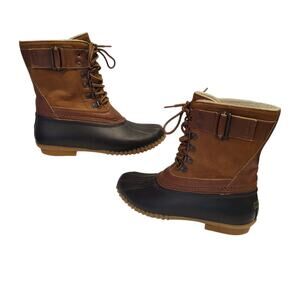 JBU Jambu Duck Boots Womens 7.5M Nova Scotia Lace Up Brown Faux Fur Rain Spring